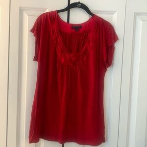 Banana Republic silky decorative neck, cap sleeve knit casual shirt